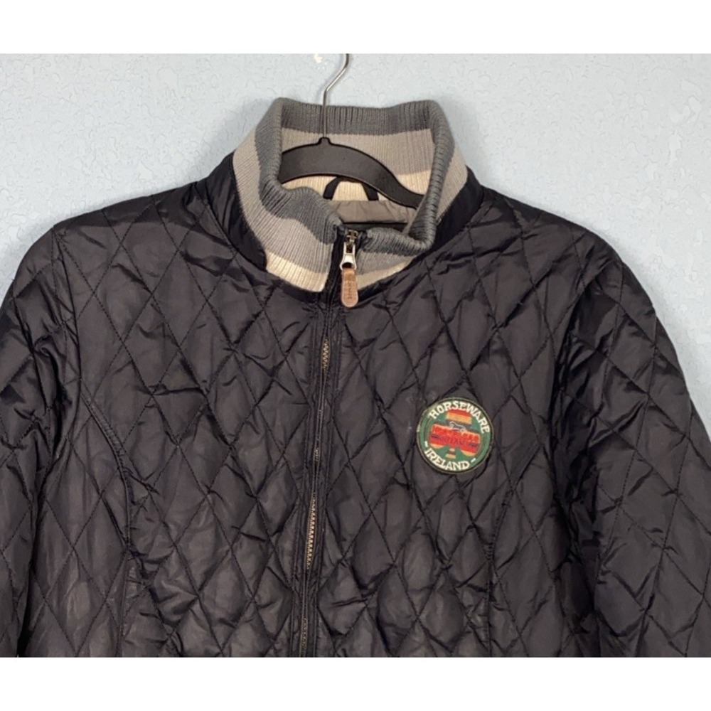 Horseware Of Ireland Black Women XL Duck Down Logo Quilted Jacket Equestrian‎